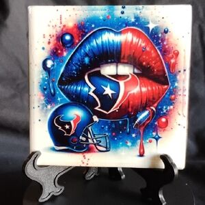 Hand Crafted Texans Lips Art